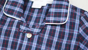 Summer Cotton Navy Check Traditional Pyjamas for Boys