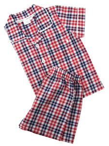 Red Check Shortie Traditional Pyjamas.