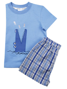Boys 'Snappy Crocodile' Shortie Kids Pyjamas