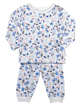 Load image into Gallery viewer, Baby Girls Blue Floral Pyjama Set with Scratch Mitts