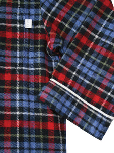 Boys Blue/ Red Brushed Check Winter Traditional Pyjama Set.