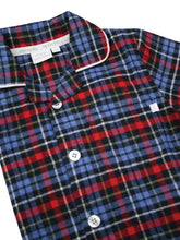 Load image into Gallery viewer, Boys Blue/ Red Brushed Check Winter Traditional Pyjama Set.