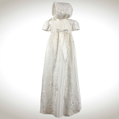 Harmony - Traditional Lace Christening Gown with Matching Bonnet