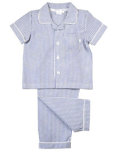 Blue and White Even Stripe Cotton Pyjama