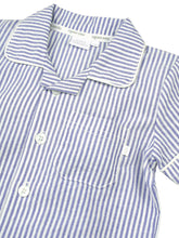 Load image into Gallery viewer, Blue and White Even Stripe Cotton Pyjama