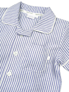Blue and White Even Stripe Shortie Pyjama