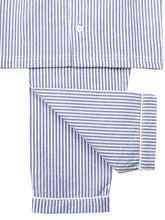 Load image into Gallery viewer, Blue and White Even Stripe Cotton Pyjama