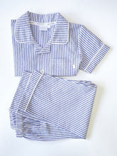 Load image into Gallery viewer, Blue and White Even Stripe Cotton Pyjama