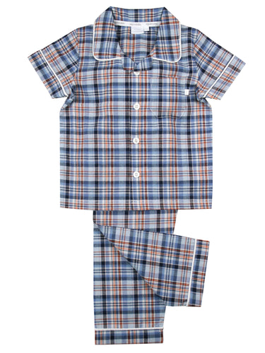 Blue Summertime Check Cotton Pyjama Set