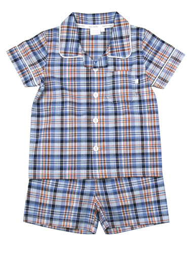 Blue Summertime Check Shortie Pyjama