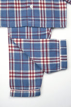 Load image into Gallery viewer, Boys Barnes Check winter PJ in Mid Blue, Red and Cream