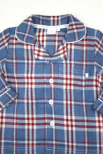 Load image into Gallery viewer, Boys Barnes Check winter PJ in Mid Blue, Red and Cream