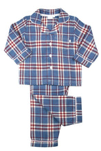 Load image into Gallery viewer, Boys Barnes Check winter PJ in Mid Blue, Red and Cream