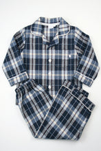 Load image into Gallery viewer, Boys Stoke Check winter PJs in Navy and winter white
