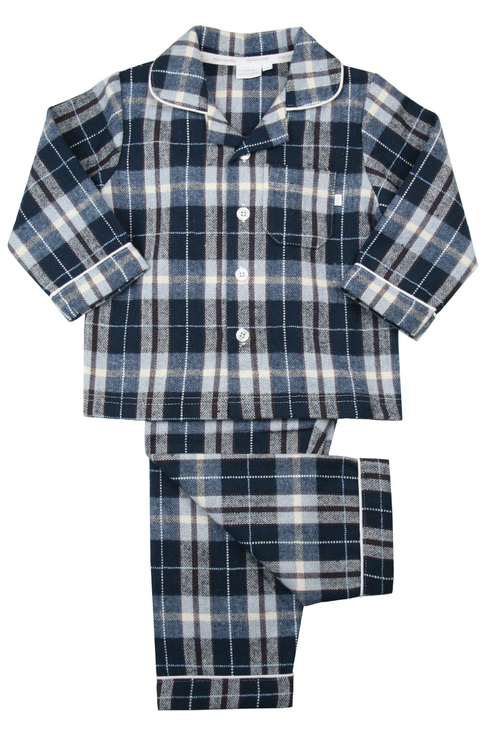 Boys Stoke Check winter PJs in Navy and winter white