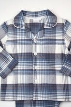 Load image into Gallery viewer, Boys Birley Check winter PJs in Grey, Teal and winter white