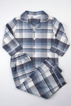 Load image into Gallery viewer, Boys Birley Check winter PJs in Grey, Teal and winter white