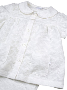 Girls Natural White Summer Embroidery Anglaise Pyjamas