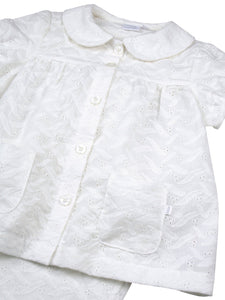 Girls Natural White Embroidery Anglaise Shortie Pyjamas