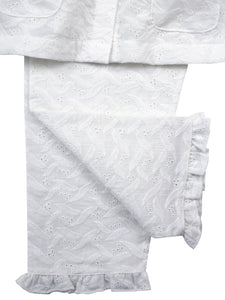 Girls Natural White Summer Embroidery Anglaise Pyjamas