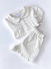 Load image into Gallery viewer, Girls Natural White Embroidery Anglaise Shortie Pyjamas