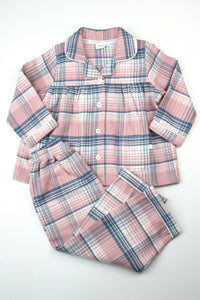 Girls Heath Check winter PJs in Soft Pink and winter white