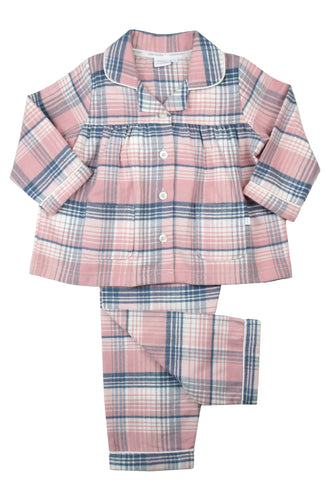 Girls Heath Check winter PJs in Soft Pink and winter white