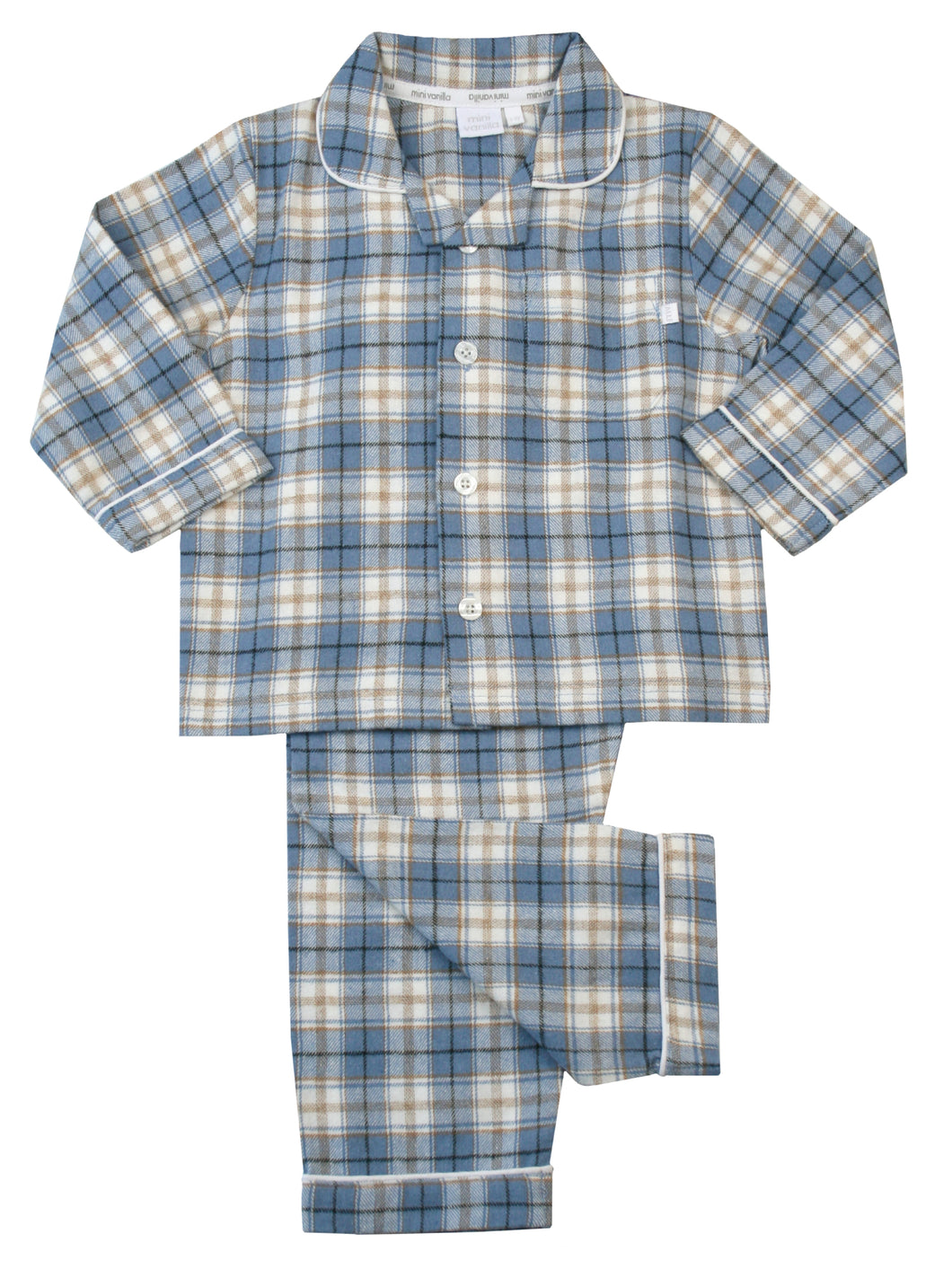 Classic Check PJs in Faded Denim Blue