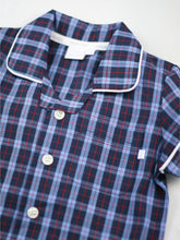Load image into Gallery viewer, Summer Cotton Navy Check Traditional Pyjamas for Boys