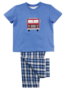 Red Fire Engine Summer Kids Pyjamas for Boys