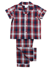 Load image into Gallery viewer, Boys check traditional summer pyjamas