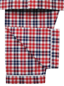 Summer Cotton Red Check Boys Traditional Pyjamas