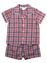 Load image into Gallery viewer, Red Check Shortie Traditional Pyjamas.
