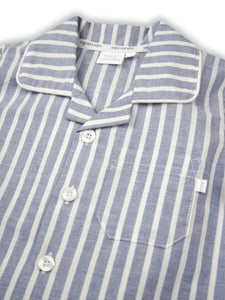 Blue & White Stripe Boys Traditional Pyjamas