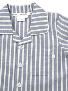 Blue & White Stripe Boys Traditional Pyjamas