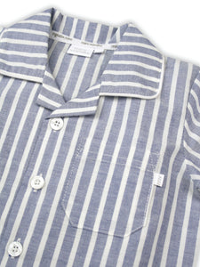 Blue & White Stripe Boys Traditional Shortie Pyjamas