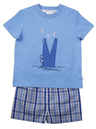 Boys 'Snappy Crocodile' Shortie Kids Pyjamas