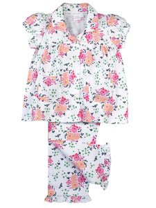 Pink Floral Bouquet Traditional Girls Pyjamas