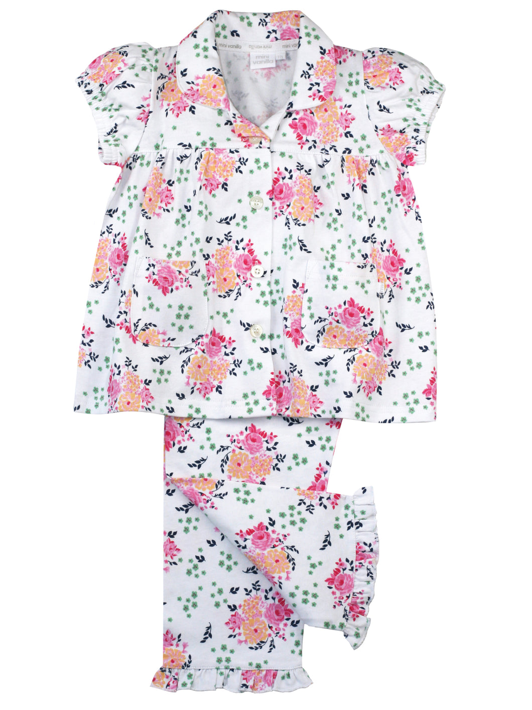 Pink Floral Bouquet Traditional Girls Pyjamas