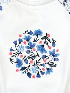 Cool blues floral shortie cotton pyjamas