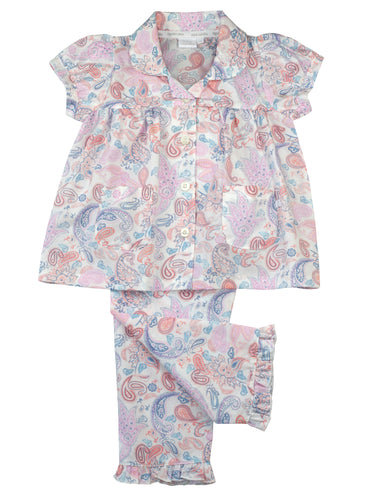 Girls 100% woven cotton traditional summer pyjamas