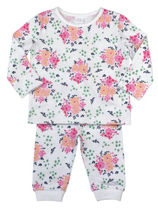 Baby Girls Pink Floral Print Pyjama Set with Scratch Mitts