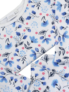 Baby Girls Blue Floral Pyjama Set with Scratch Mitts