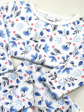 Load image into Gallery viewer, Baby Girls Blue Floral Pyjama Set with Scratch Mitts
