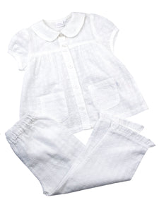 Girls Off-White Summer Embroidery Anglaise Pyjamas