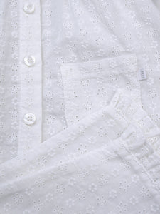 Girls Off-White Summer Embroidery Anglaise Pyjamas