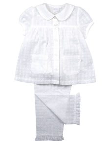 Girls Off-White Summer Embroidery Anglaise Pyjamas