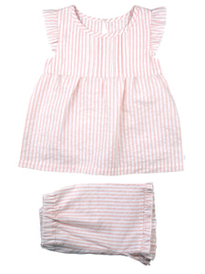 Pink / White Stripe Seersucker Shortie Pyjamas
