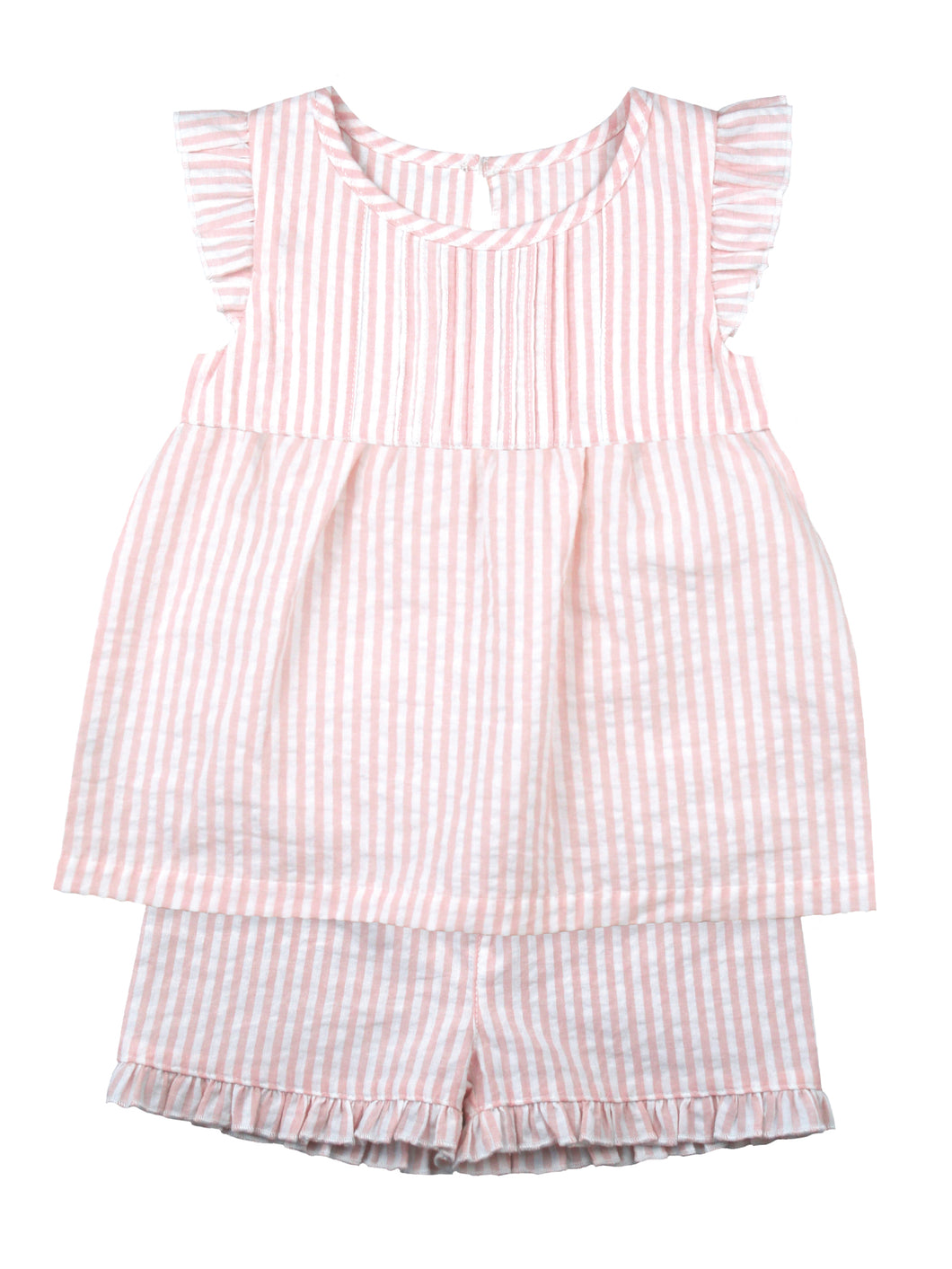 Pink / White Stripe Seersucker Shortie Pyjamas