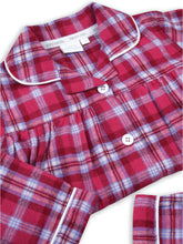 Load image into Gallery viewer, Girls Raspberry Check Traditional Cotton Pyjama Set.